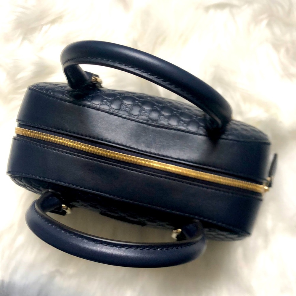 🆕💯% Auth Gucci Navy Blue Satchel Microguccissima Bag - Picture 4 of 15